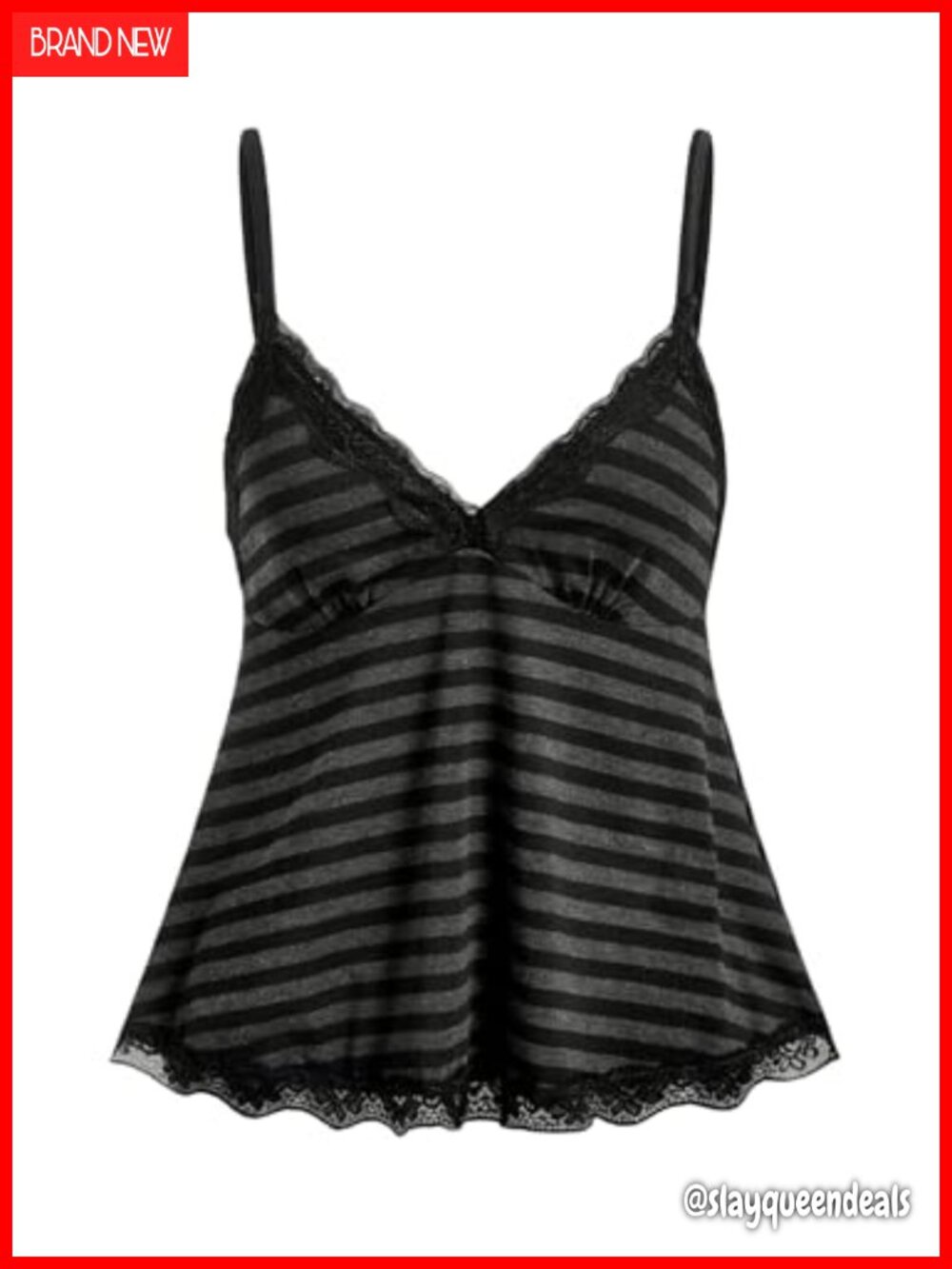 Women's Y2K Lace Cami Striped Babydoll Tank Top